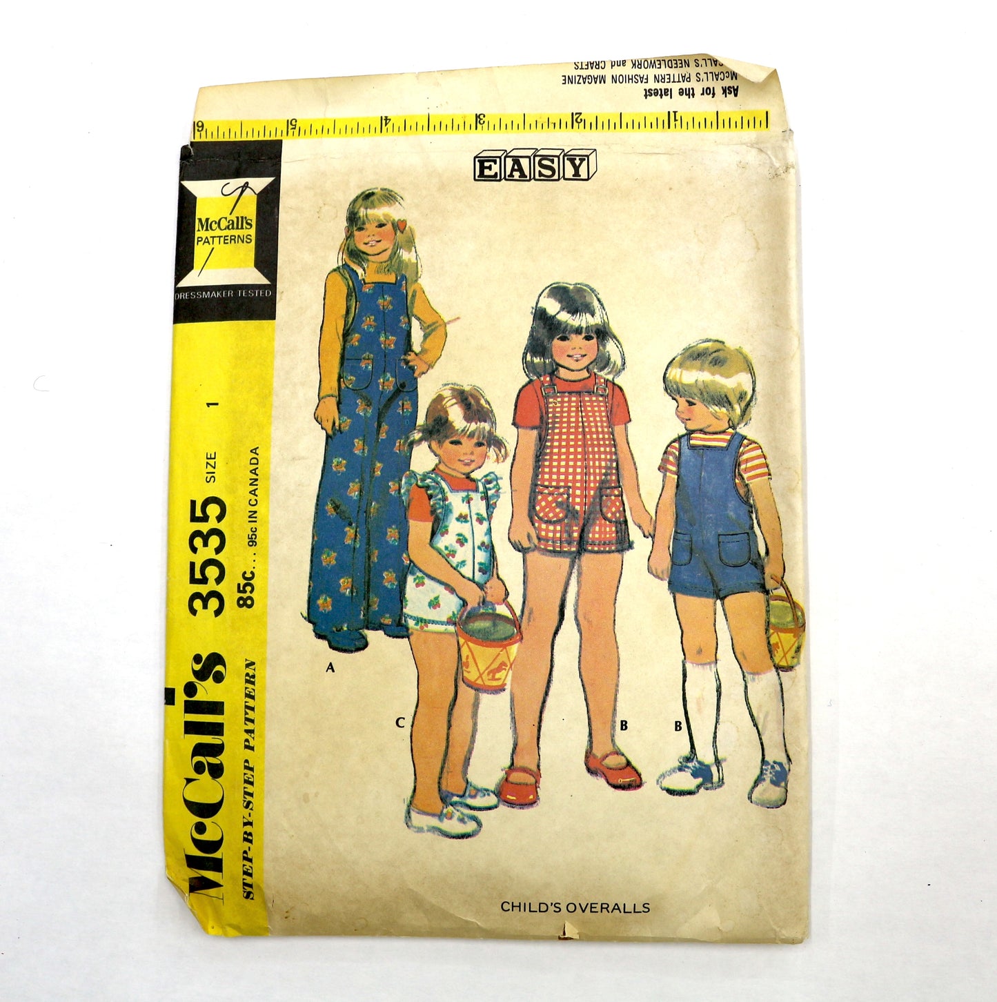 McCalls 3535 Size 1- 6x Childs Overalls Sewing Pattern