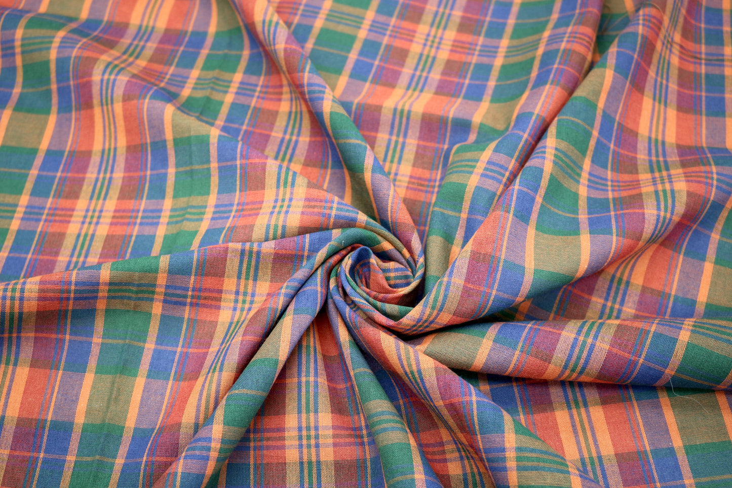 1 yd x 44" Orange Plaid Lightweight Cotton Fabric