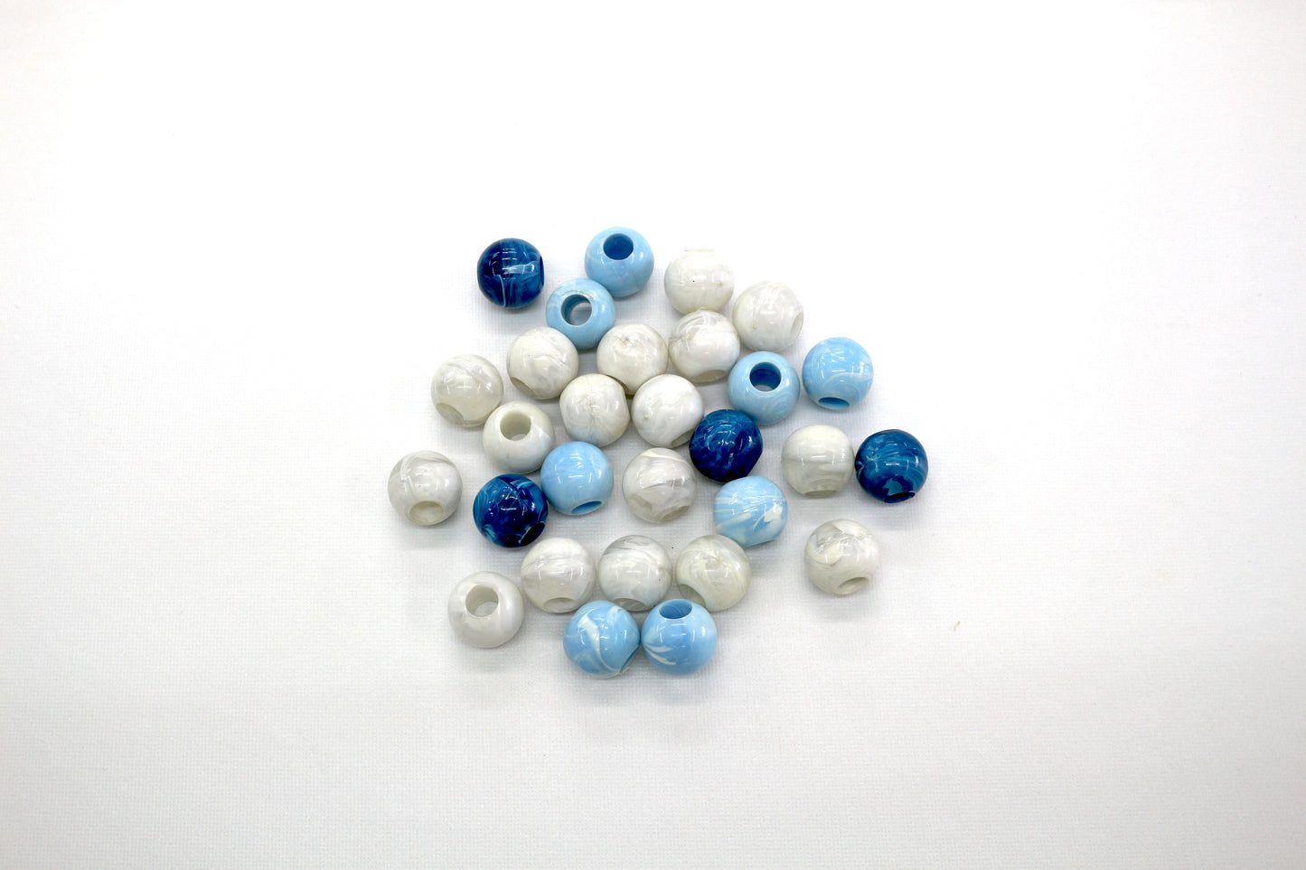 Vintage Macrame Bead Pack – White & Blue Tones