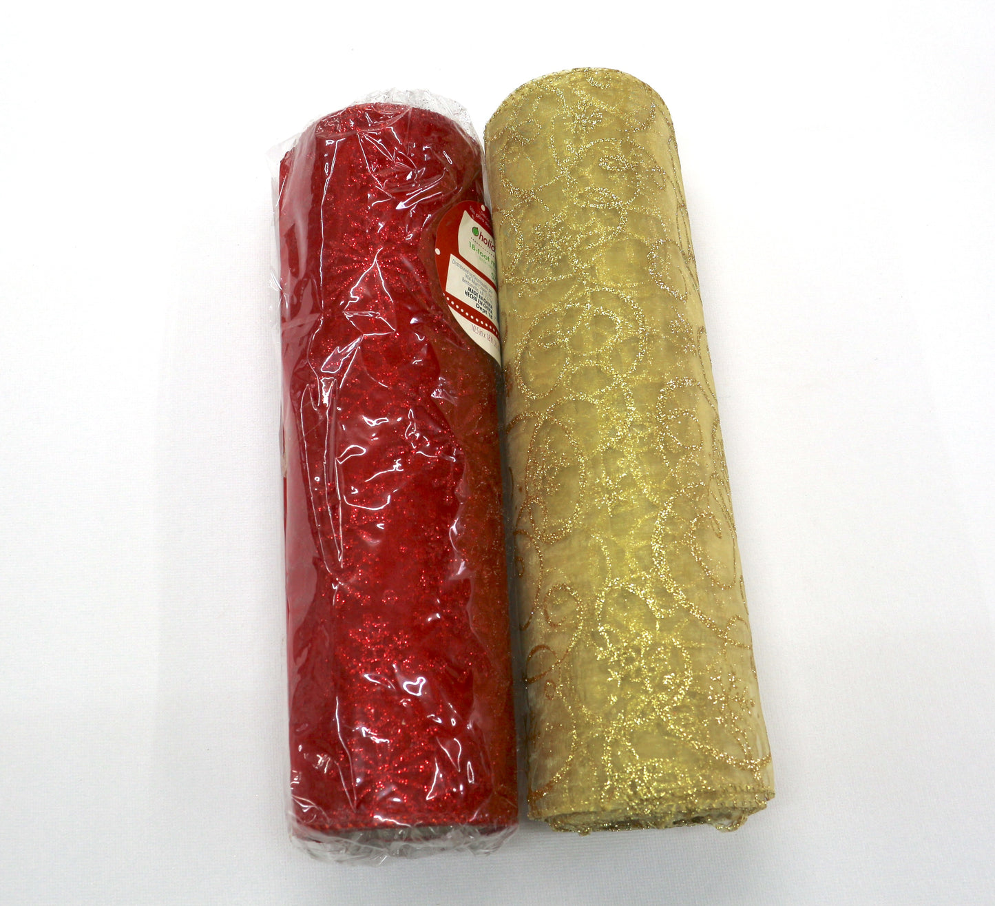 Gold & Red Glitter Tulle Bundle – Sparkling Decorative Rolls