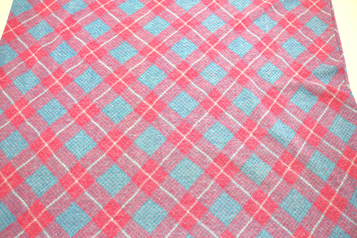 Vintage Fabric Tube – Pink & Blue Plaid Rayon/Poly Blend – 30" x 1.5 Yards
