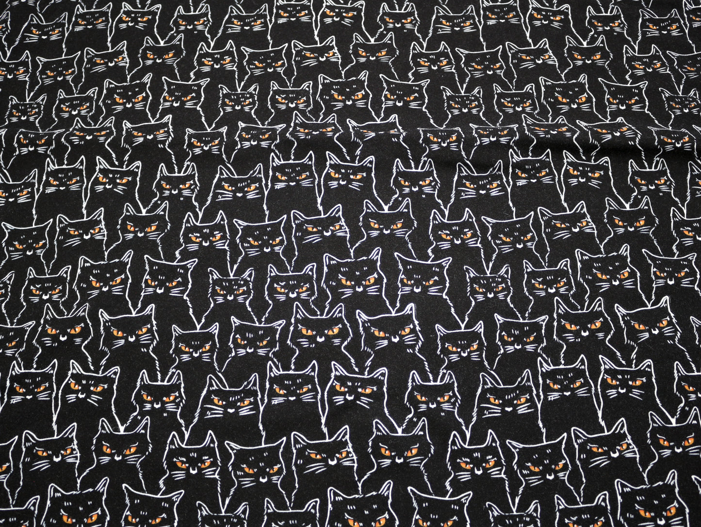 Black Knit Fabric with Forward-Facing Cats – 60" x 1.75 yds