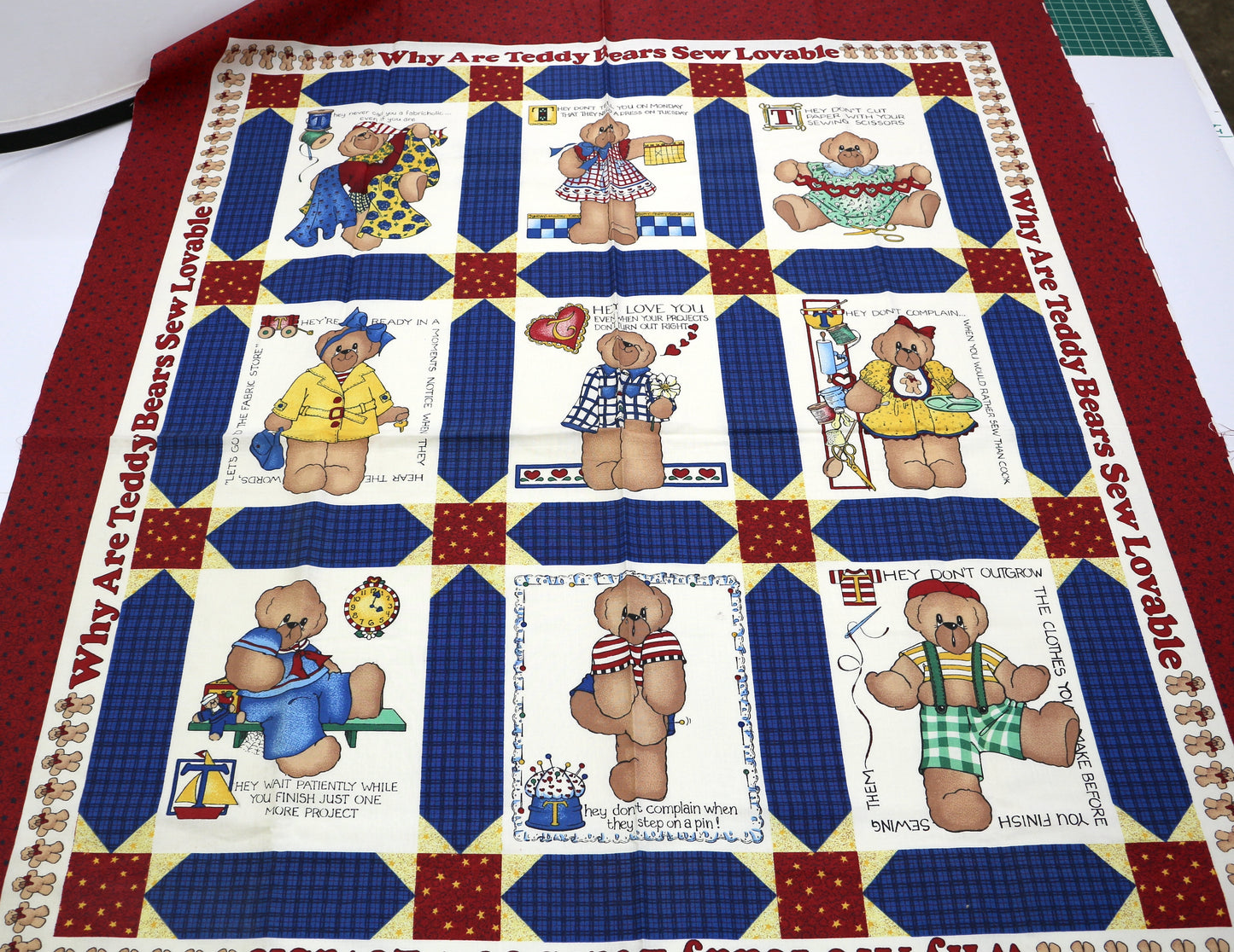 Teddy Bear Sewing Panel – 35" x 45"