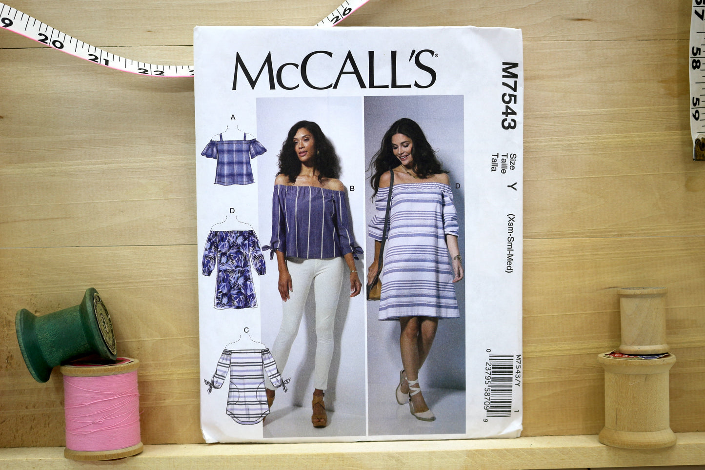 McCalls 7543 Youth Misses Top, Tunic and Dress Sewing Pattern size 4-26