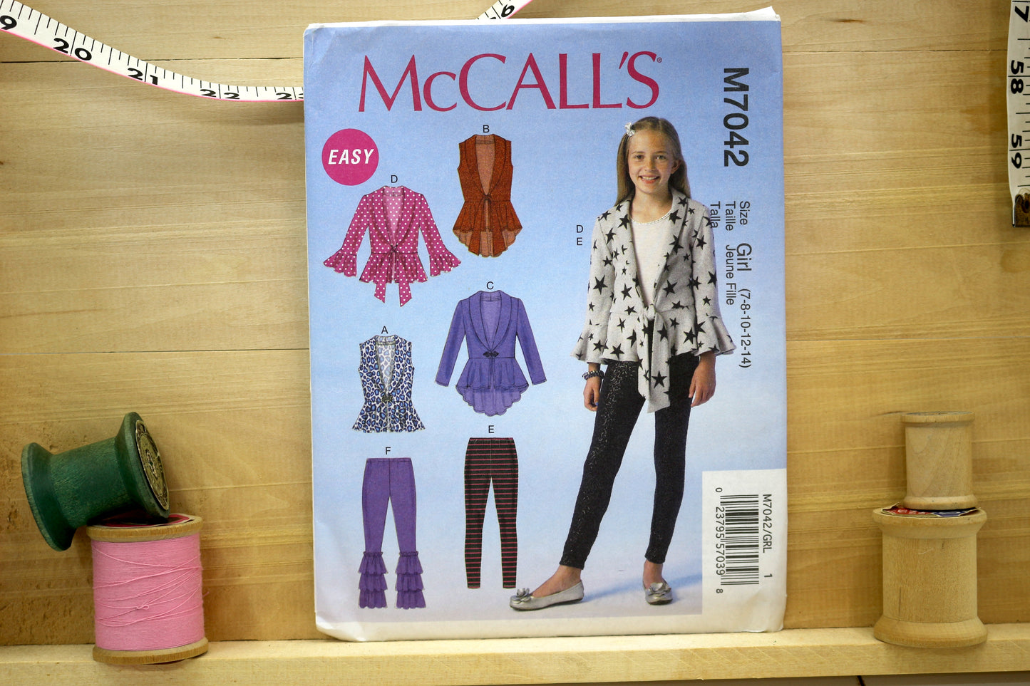 McCalls 7042 Girls Vest Cardigan & Leggings Sewing Pattern size 7-16