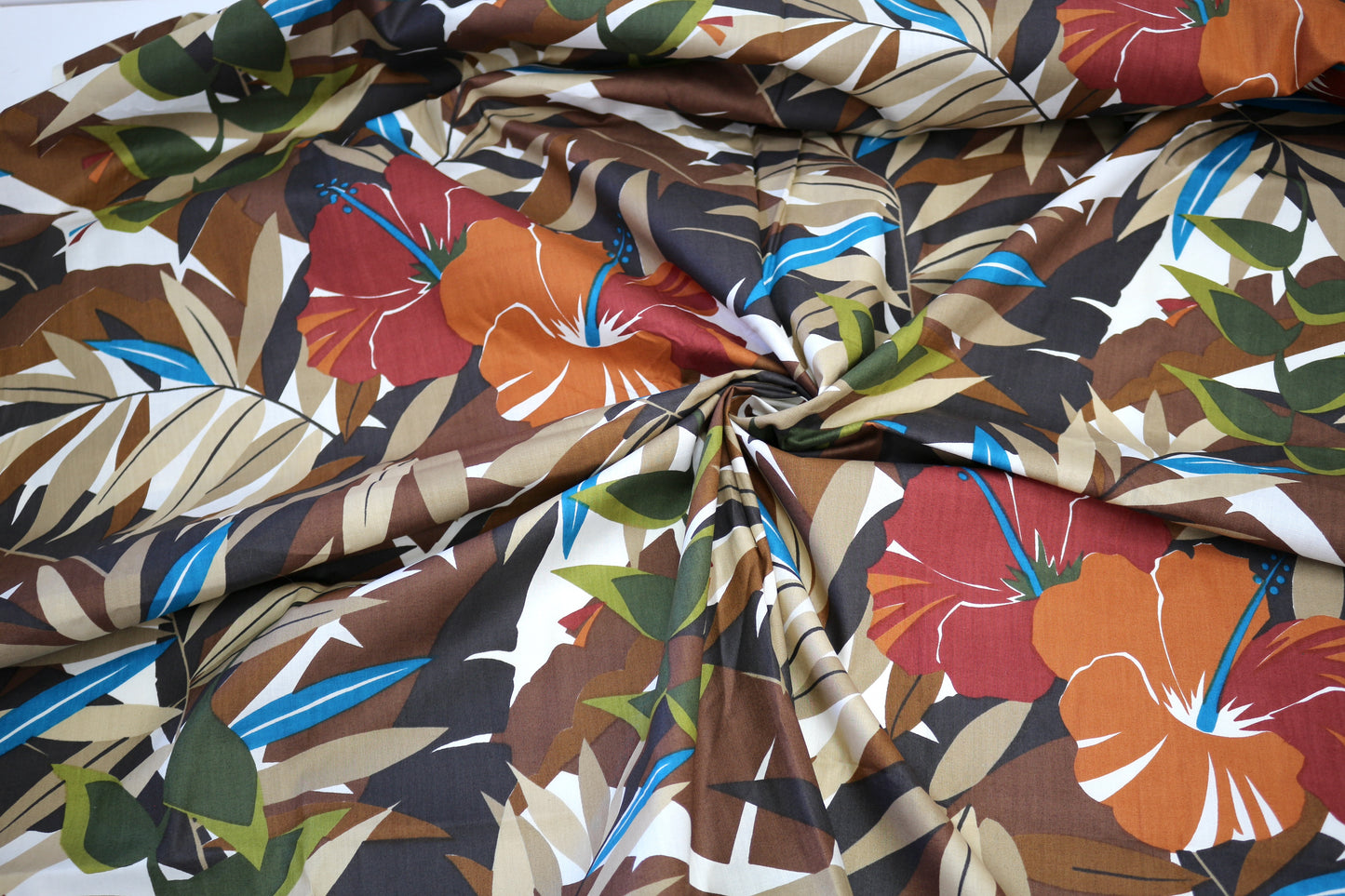 Island Sunset Palm & Hibiscus Cotton – 44" x 2 Yards