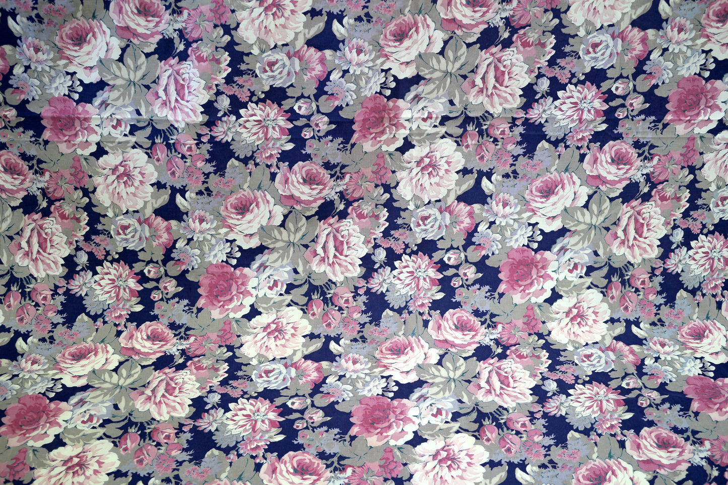 Blue Cotton Fabric with Floral Design – 43" x 1.75 Yards