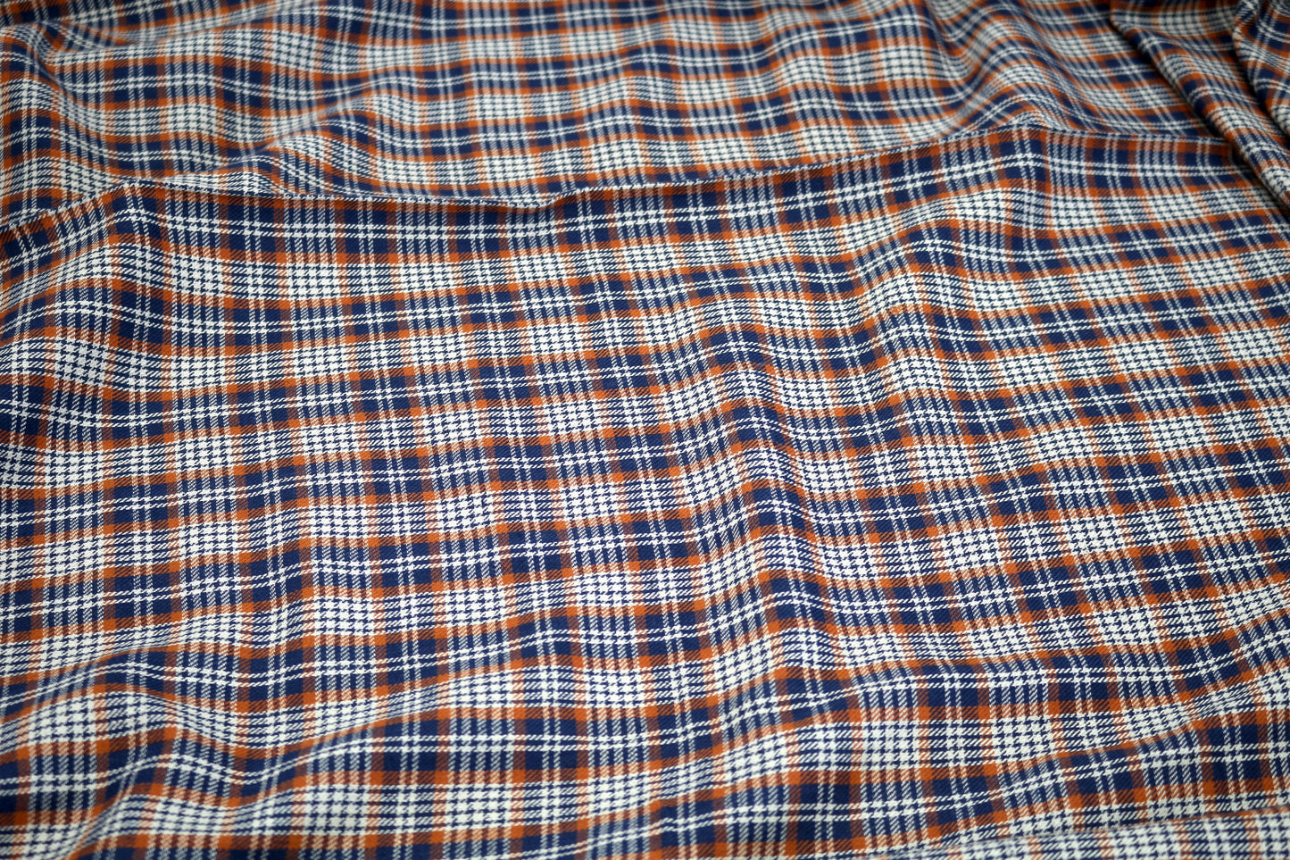 Orange & Blue Plaid Rayon Blend Fabric – 45" x 5.75 Yards