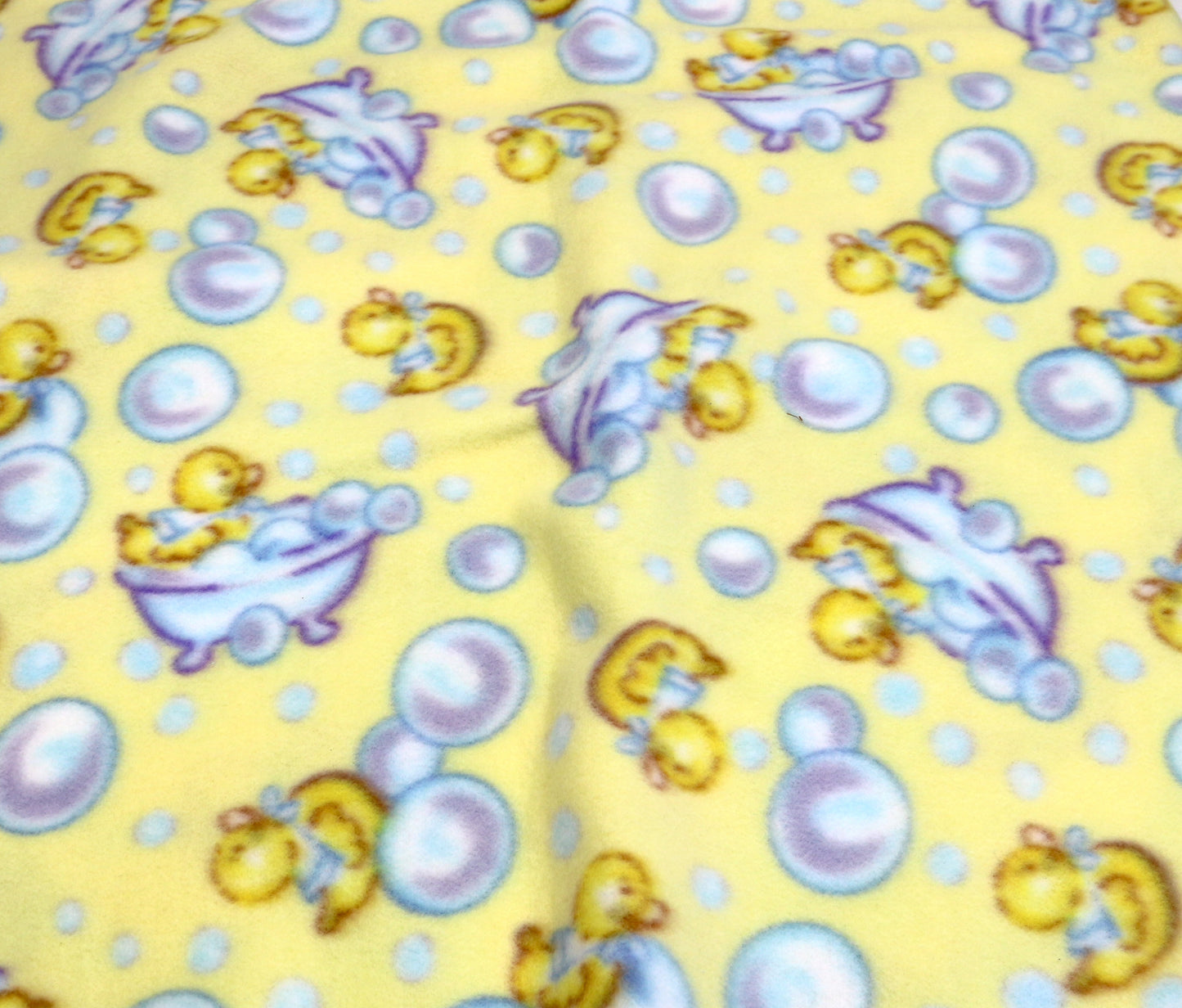 Yellow Fleece with Bubble Bath Duckies – 64" x 1.5 Yards