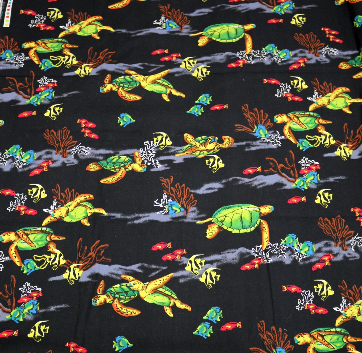 Sea Life Cotton Fabric – Black Background – 44" x 2.75 Yards