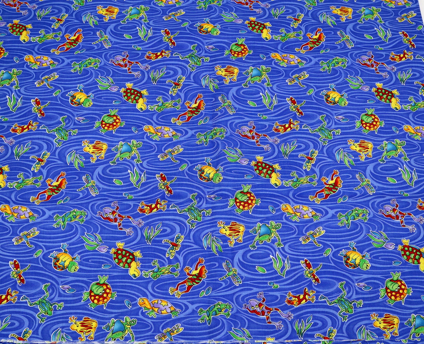 Pond Animals Cotton Fabric – 44" x 1 Yard