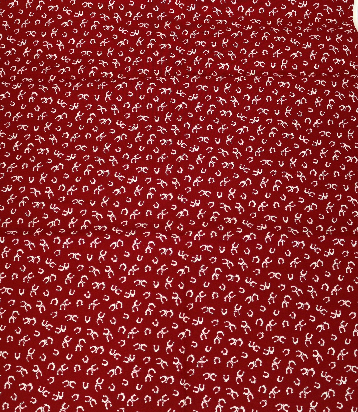 Horse Shoes on Red – Quilting Cotton Fabric – 44" x 1 Yard