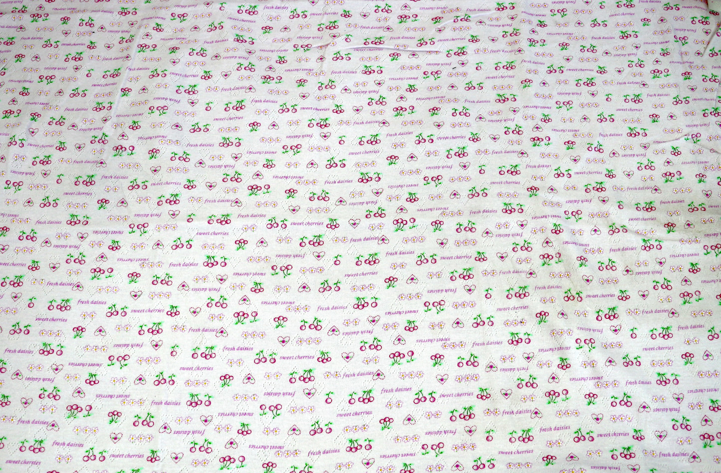 Pink Knit Fabric with Little Cherries – 60" x 1.5 Yards