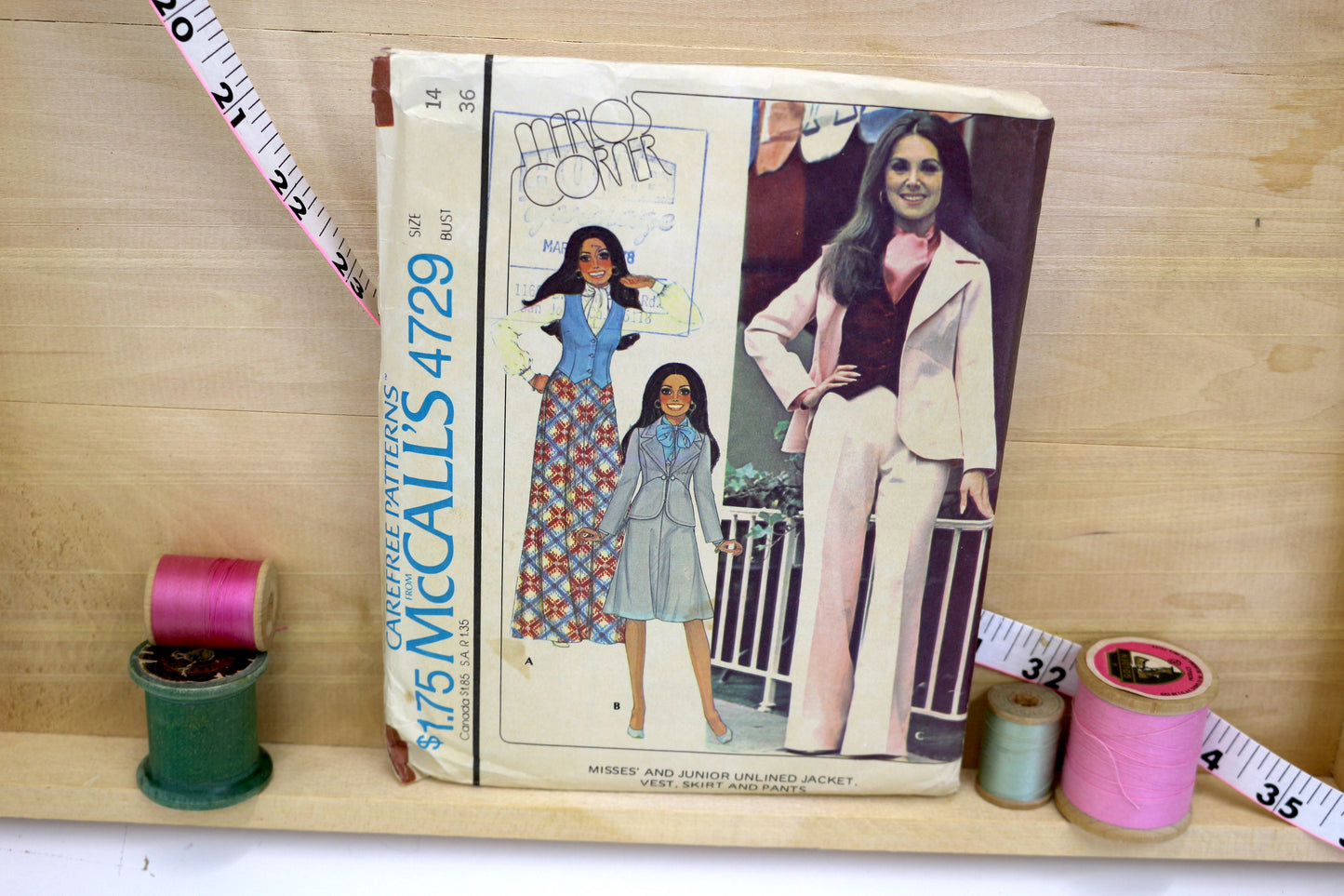 McCalls 4729 Misses and Juniors Unlined Jacket, Vest, Skirt and Pants Sewing Pattern Size 14 Bust 36