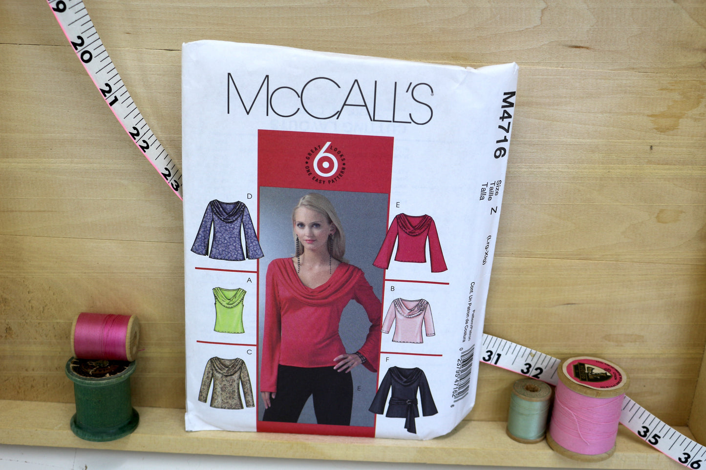 McCalls 4716 Misses Petite Tops, Flower, Tunic and Sash Sewing Pattern size Z L-XL