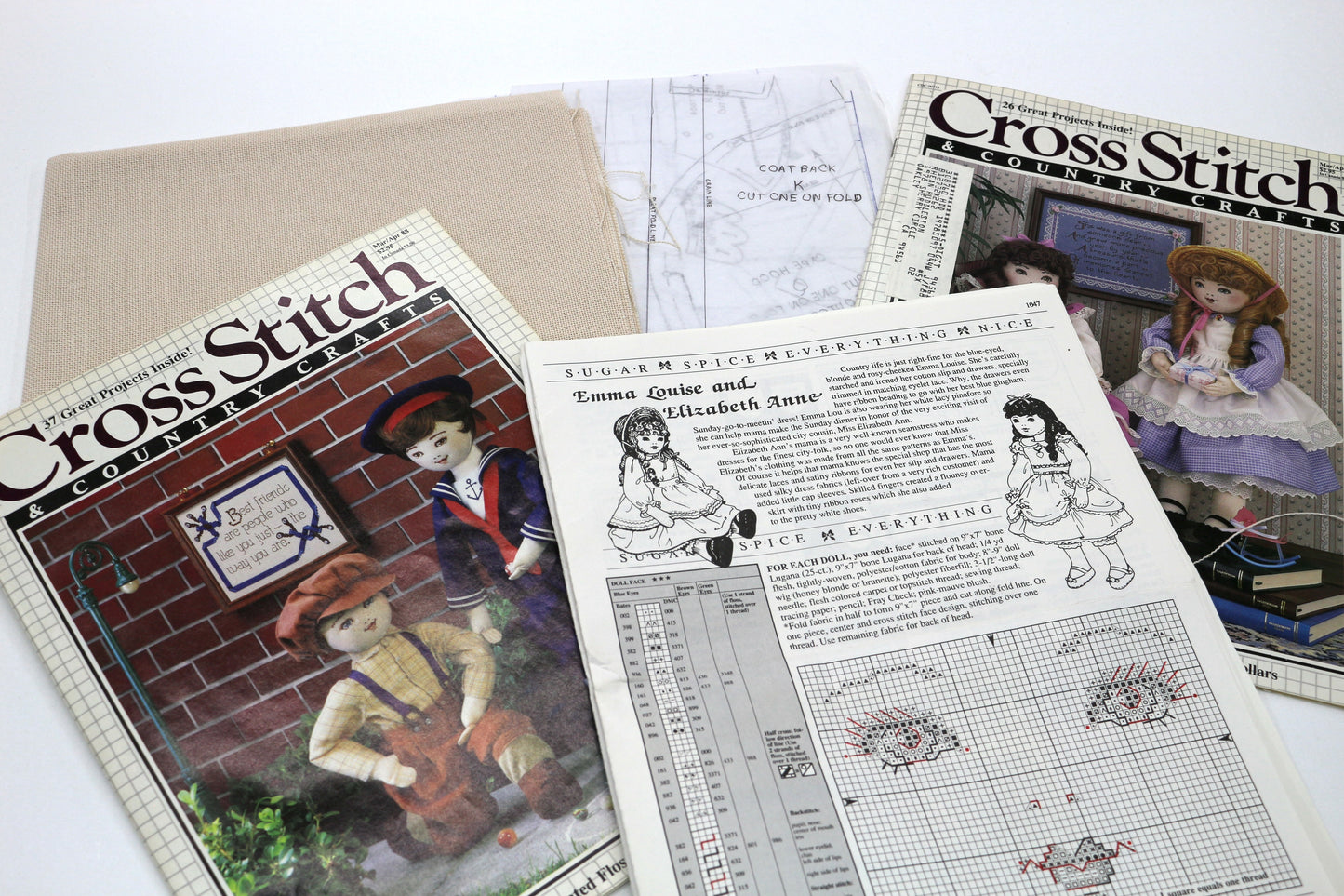 Cross Stitch Bundle – Magazines, Patterns, Instructions & Fabric