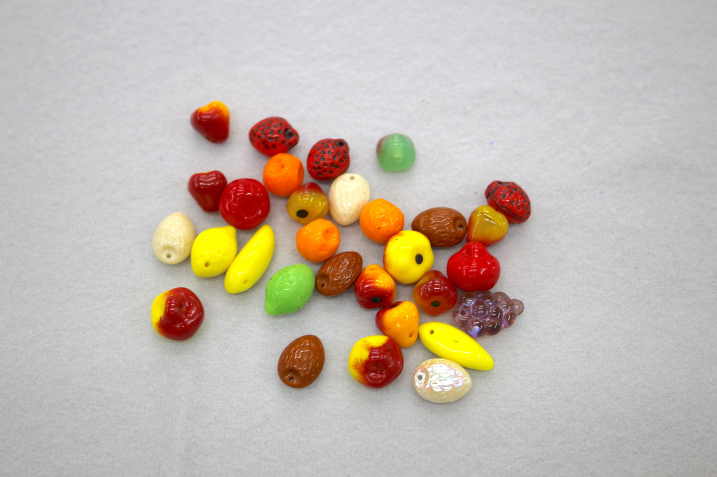 Bundle of Glass Fruit Beads – Assorted Shapes & Colors