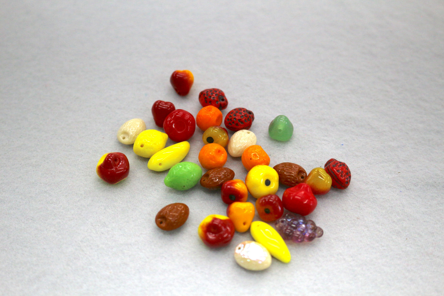 Bundle of Glass Fruit Beads – Assorted Shapes & Colors