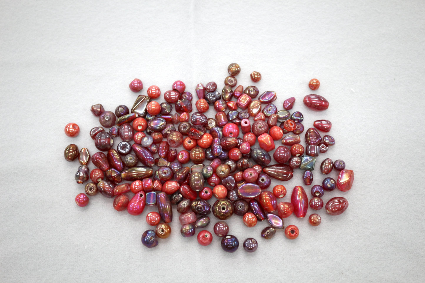 Bundle of Pink Glass Beads – Assorted Shapes & Colors