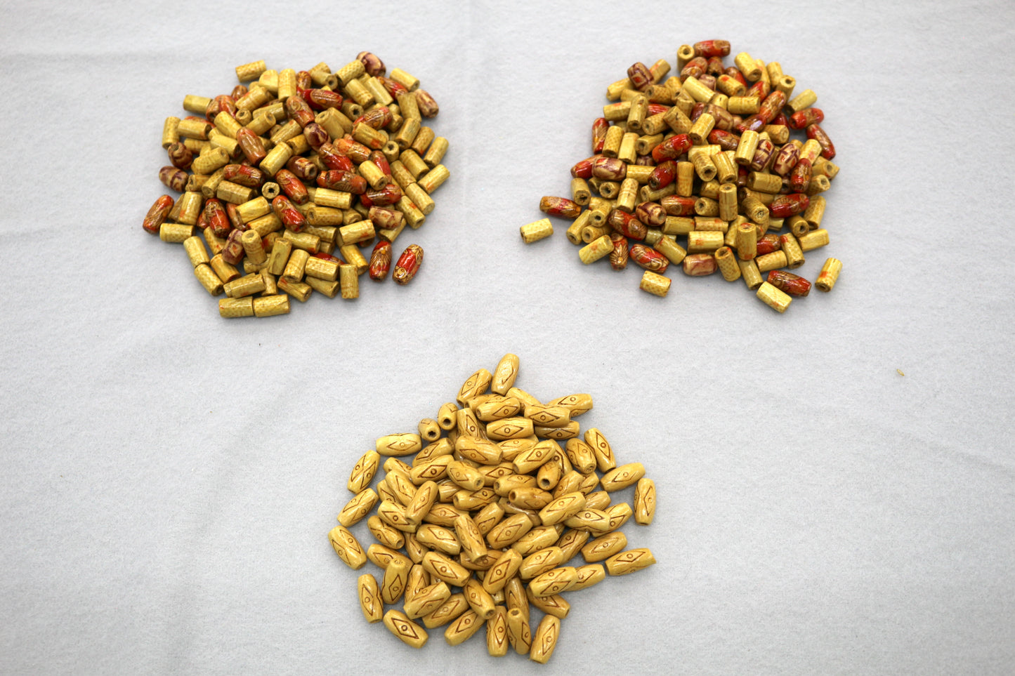 Bundle of Tube Barrel Beads – 4 oz.– Yellow & Red Tones