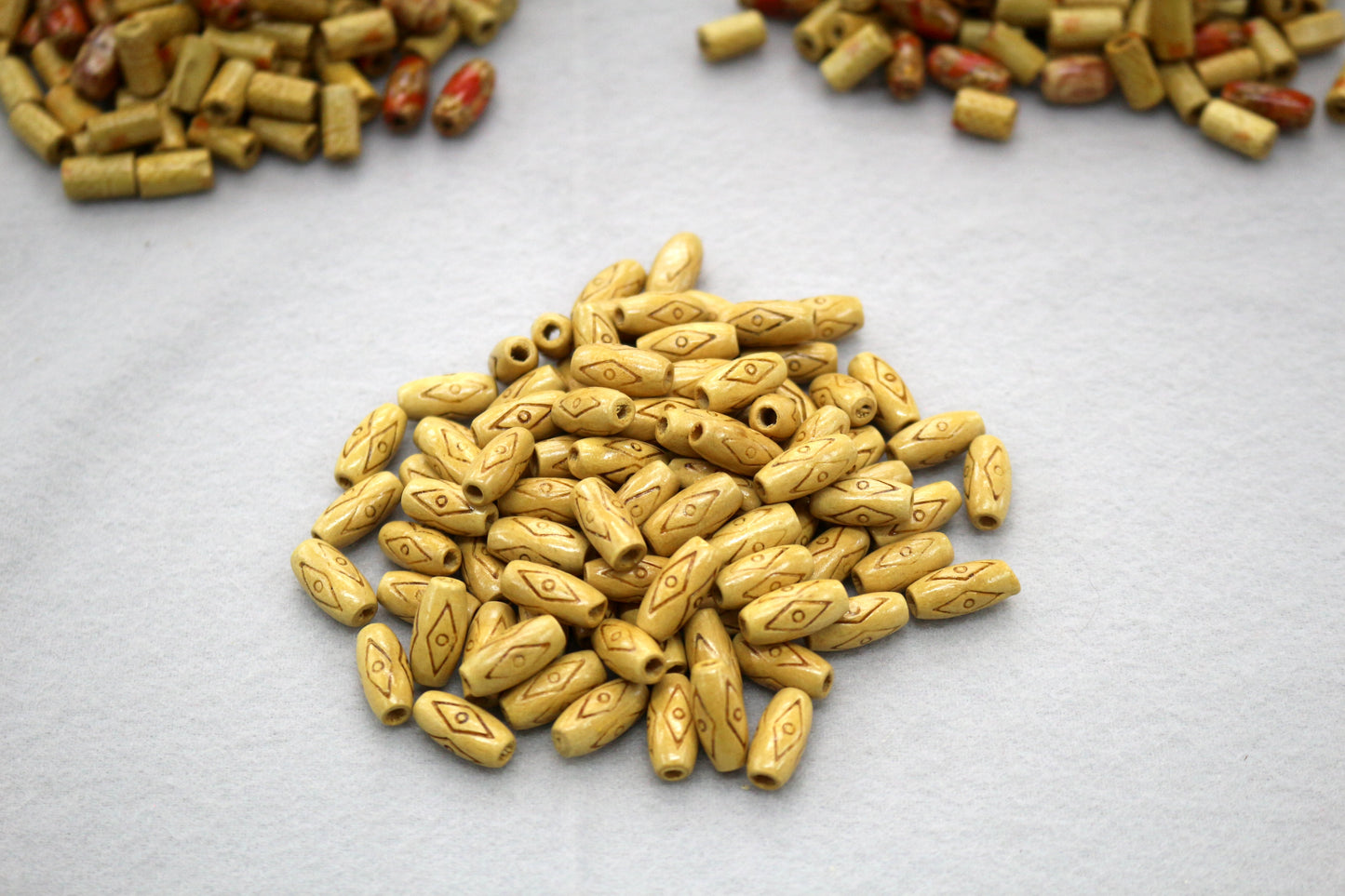 Bundle of Tube Barrel Beads – 4 oz.– Yellow & Red Tones