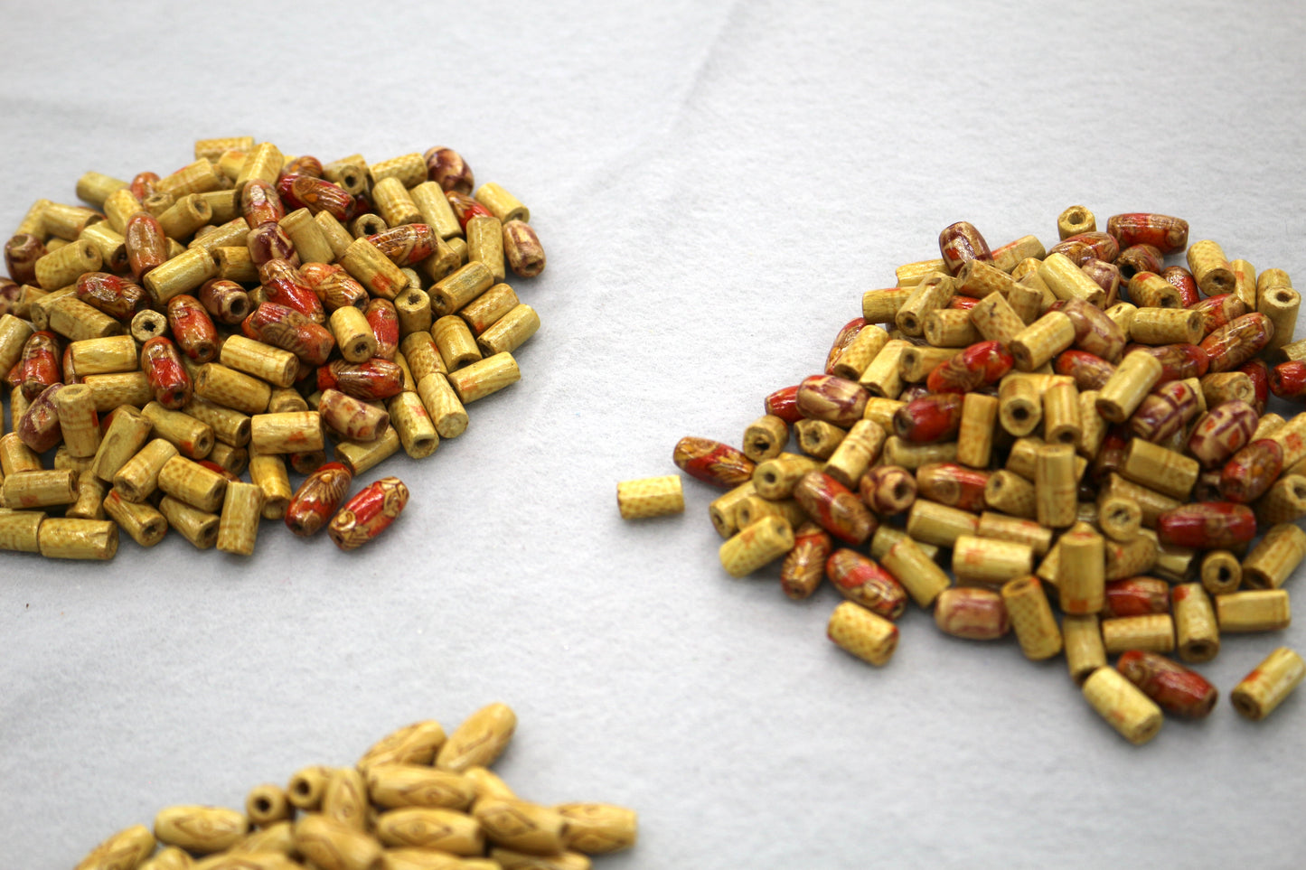 Bundle of Tube Barrel Beads – 4 oz.– Yellow & Red Tones