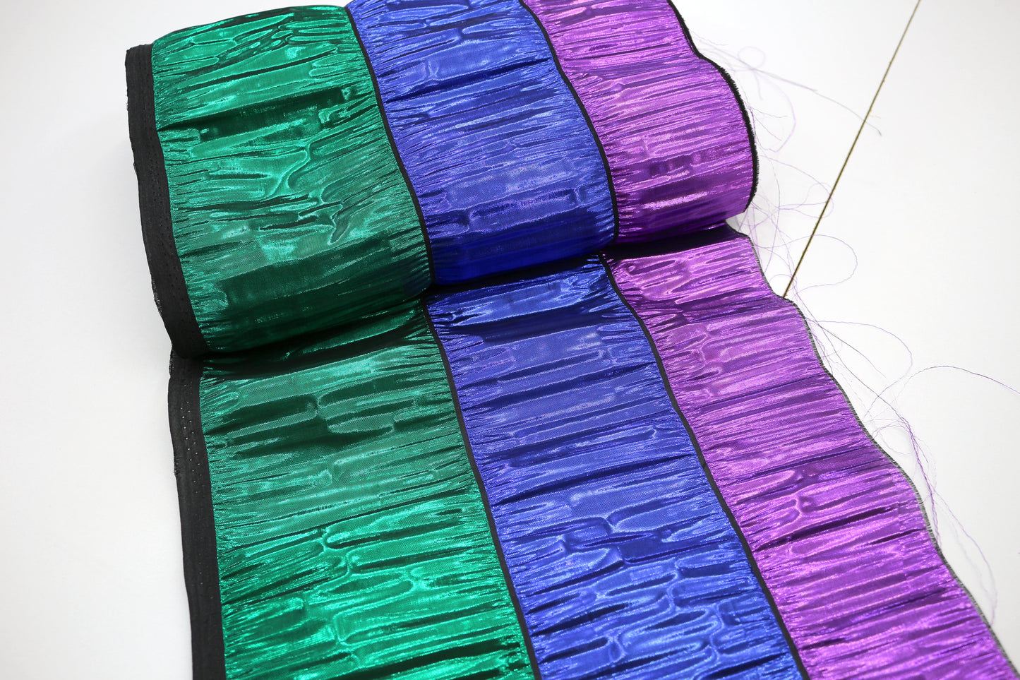 ✨ Metallic Lamé Trim Roll – Green, Blue & Purple – 12" Wide