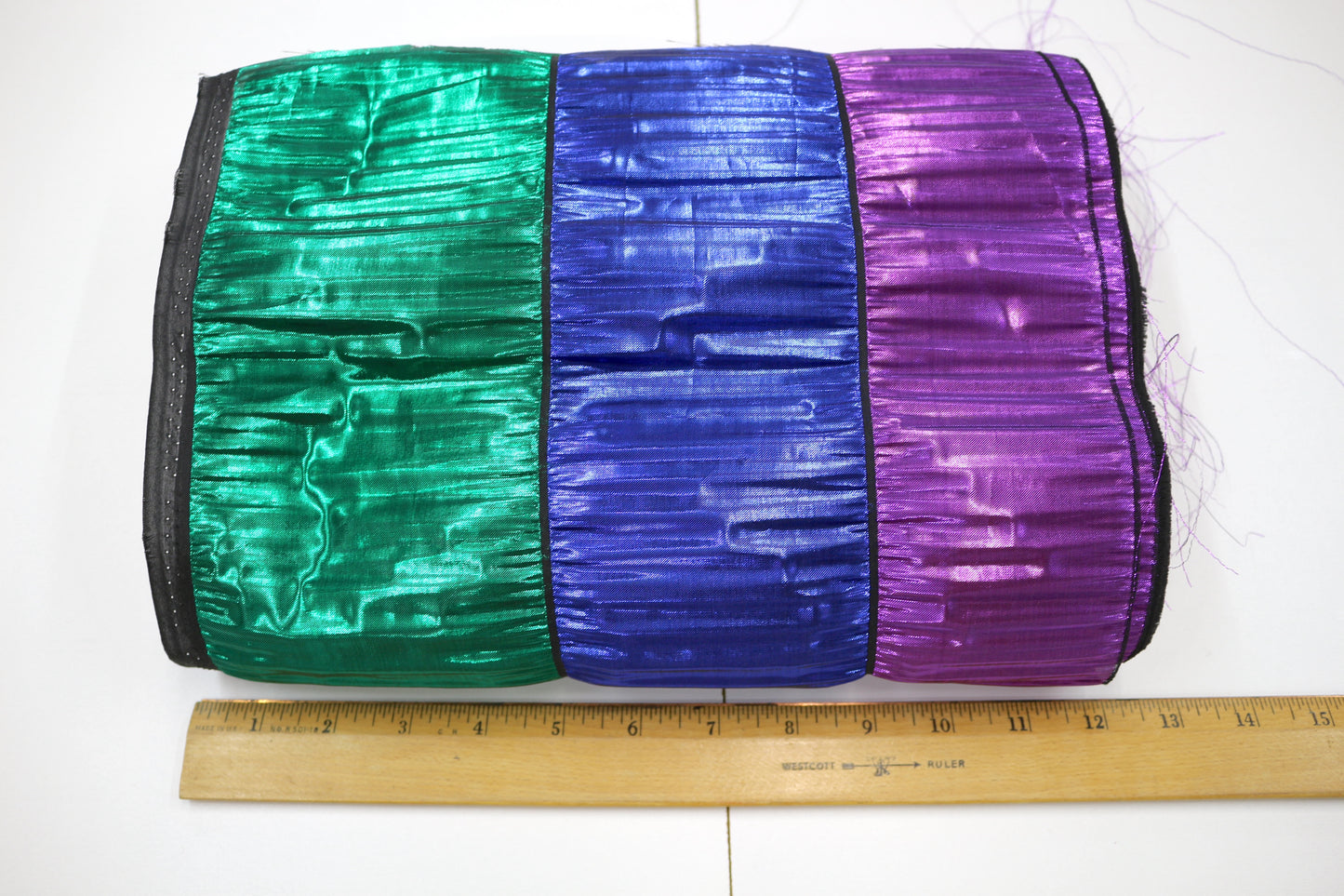 ✨ Metallic Lamé Trim Roll – Green, Blue & Purple – 12" Wide