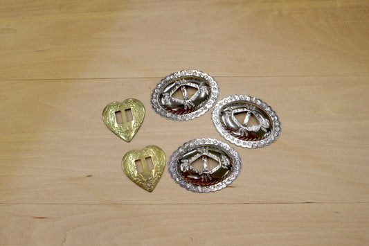 Western Metal Button Set – Decorative Heart & Oval Accents for Denim, Bags & Crafts