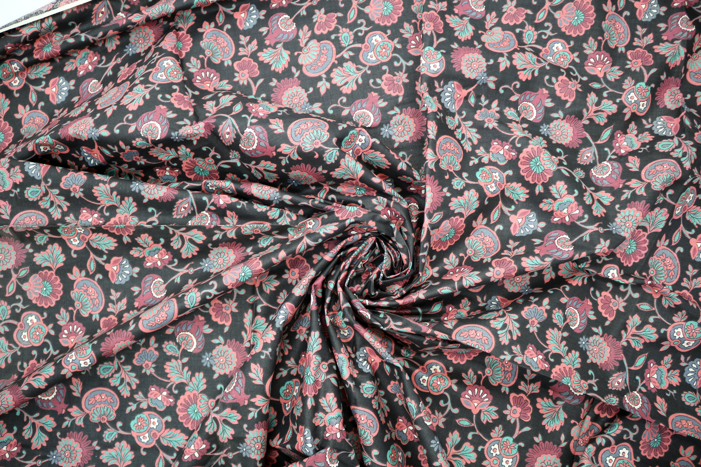 “Midnight Garden Blooms” Cotton Fabric – 46" x 1.75 Yards