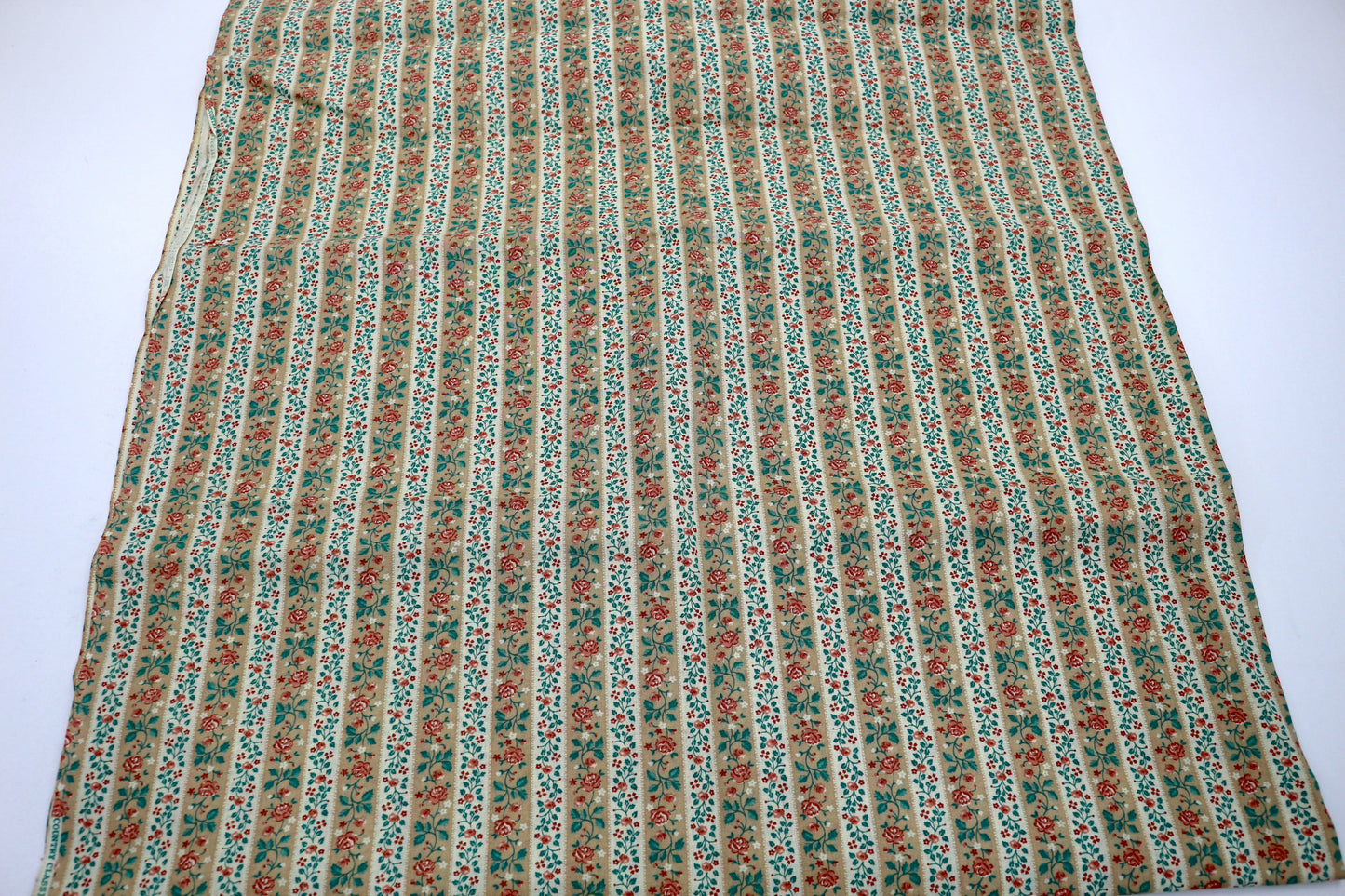 “Rose Garden Stripes” Cotton Fabric – 44" x 1.25 Yards