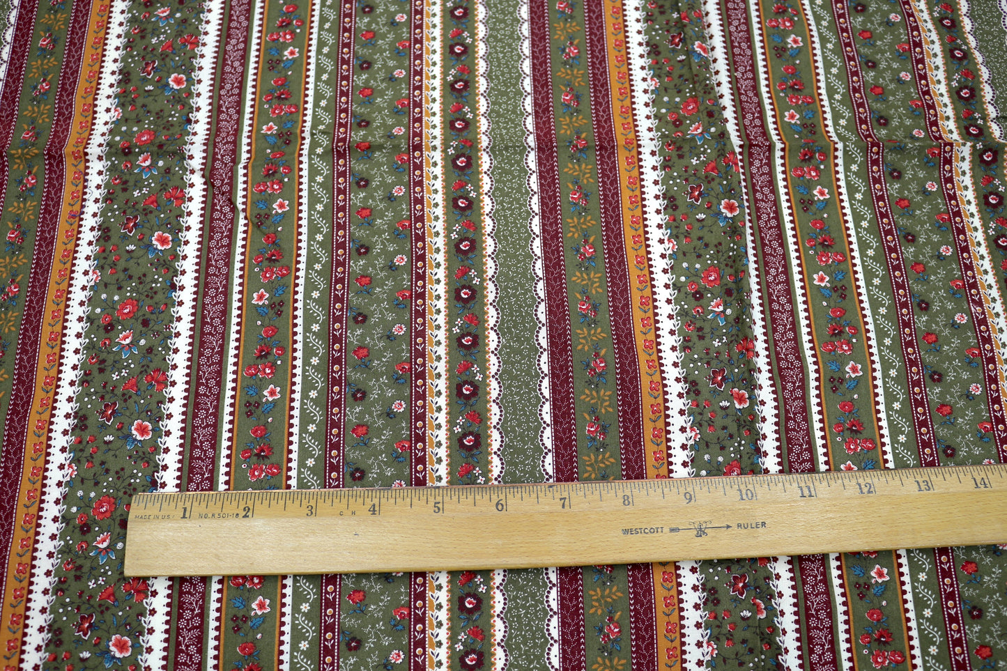 “Meadow Lane Stripes” Cotton Fabric – 44" x 1.75 Yards