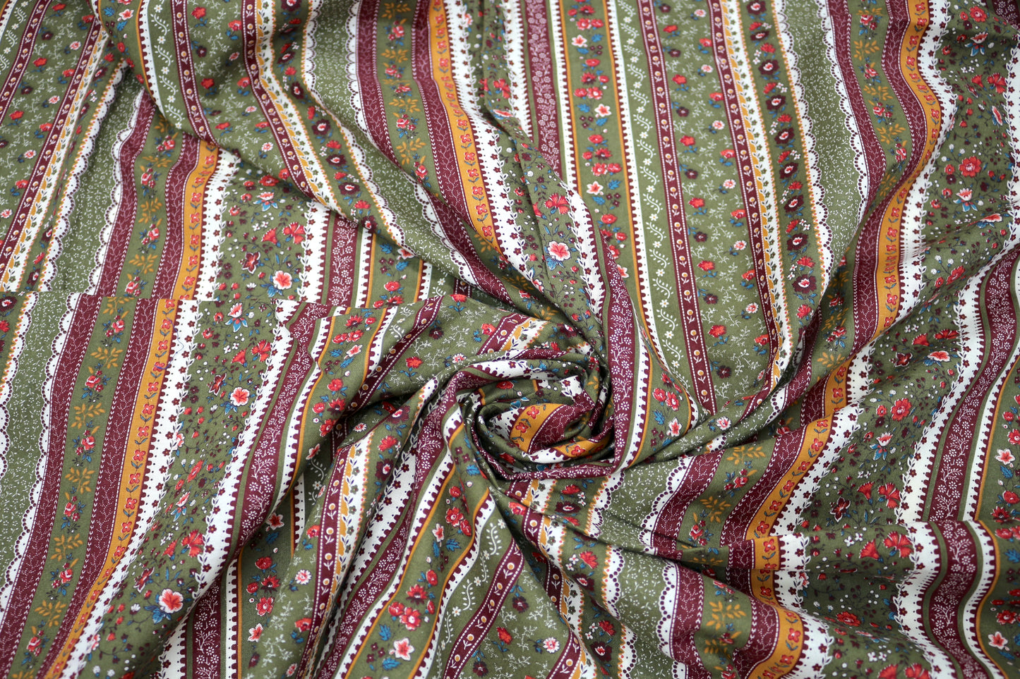 “Meadow Lane Stripes” Cotton Fabric – 44" x 1.75 Yards
