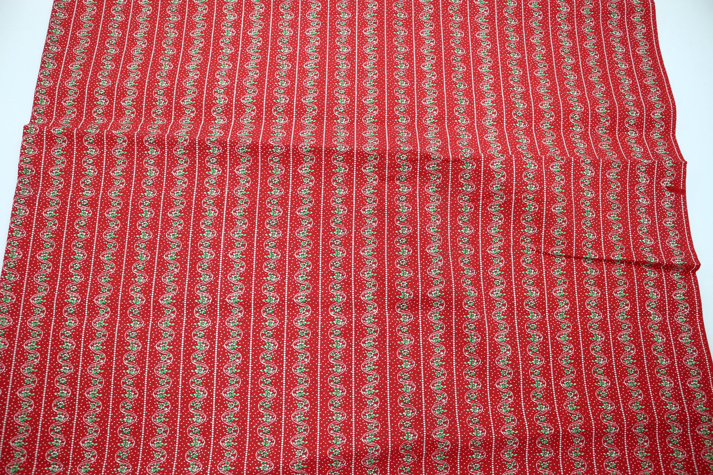 “Holly Berry Stripes” Cotton Fabric – 46" x 2 Yards 🎄