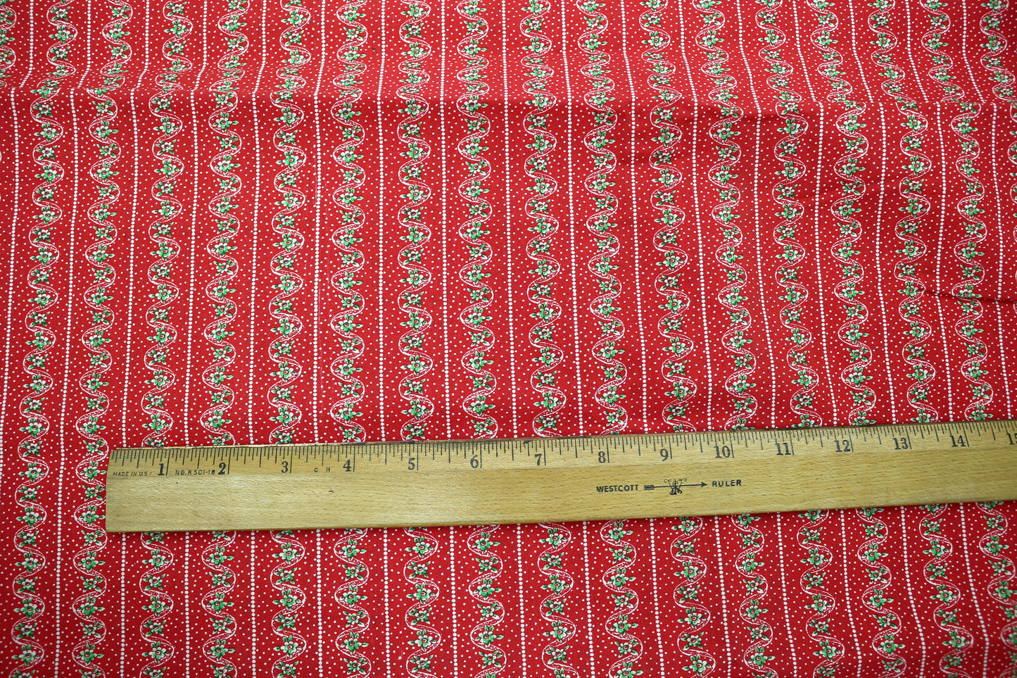 “Holly Berry Stripes” Cotton Fabric – 46" x 2 Yards 🎄