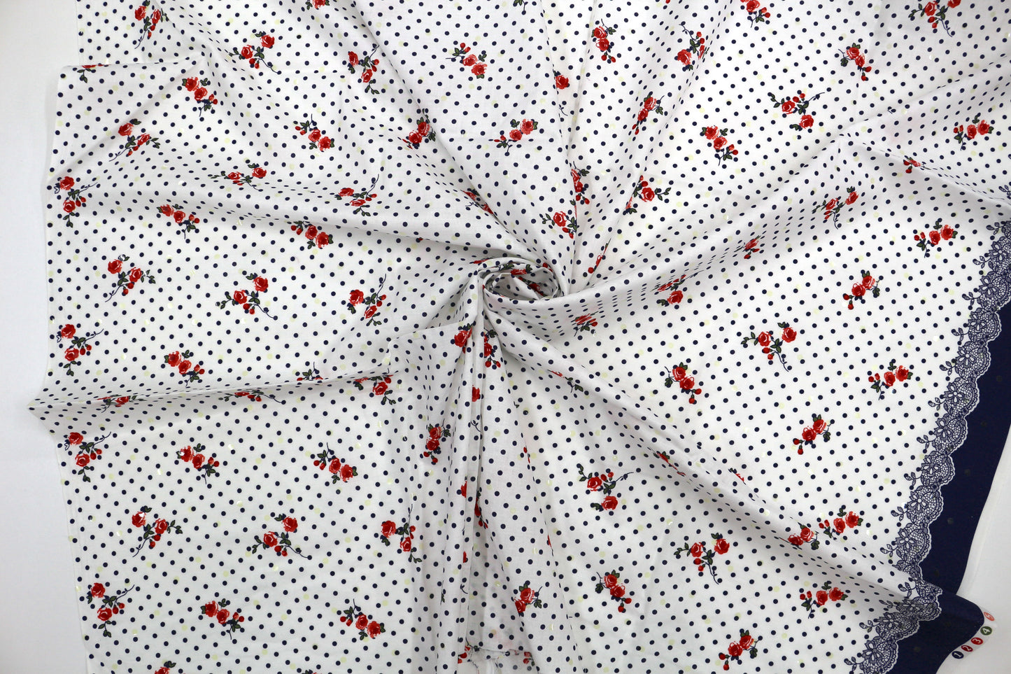 Cotton Fabric with Sequin Trim & Border Design – 45" x 2.75 Yards ✨🌹