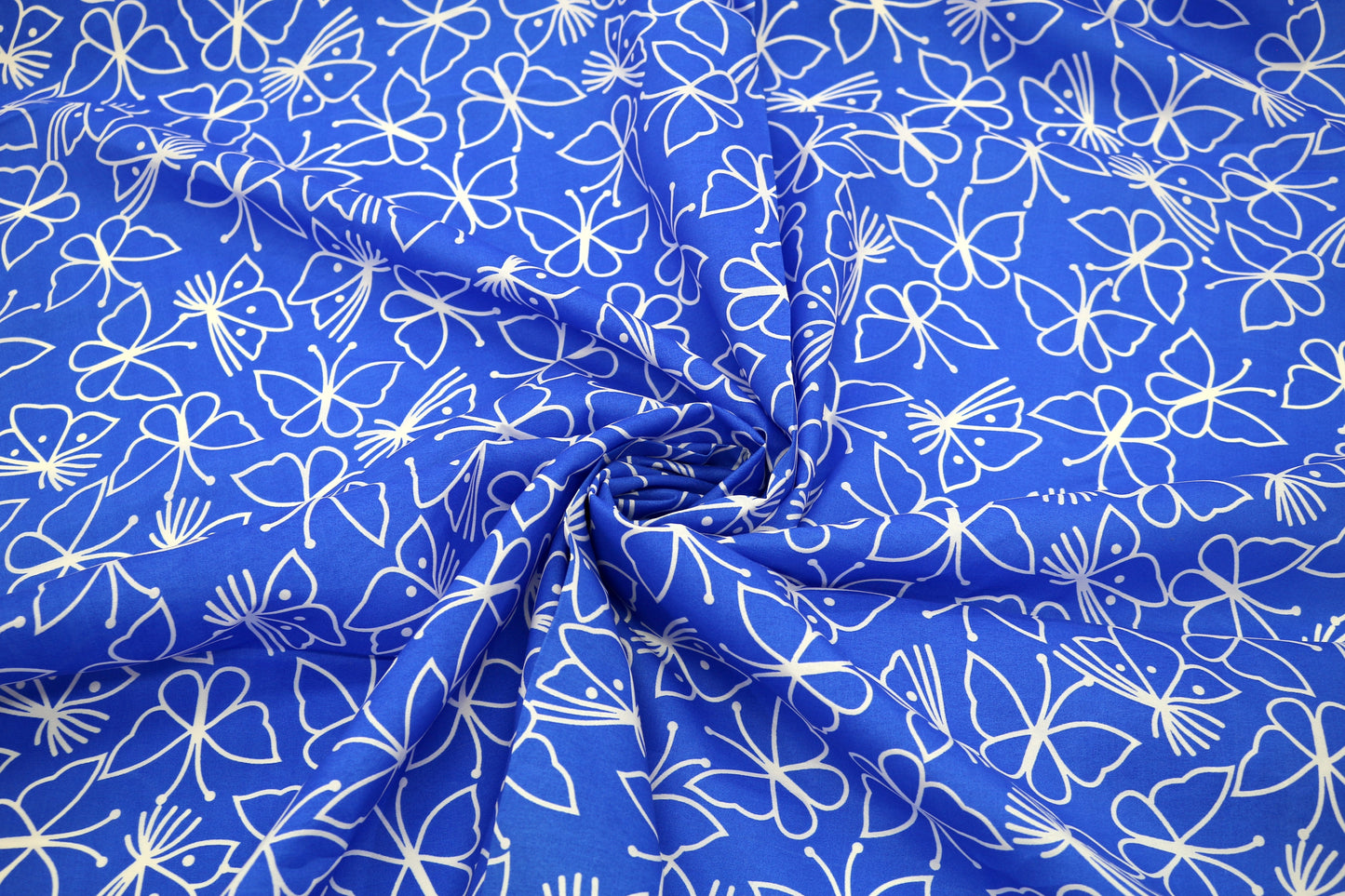 Blue Butterfly Print Cotton Fabric – 44" Wide x 4.5 Yards