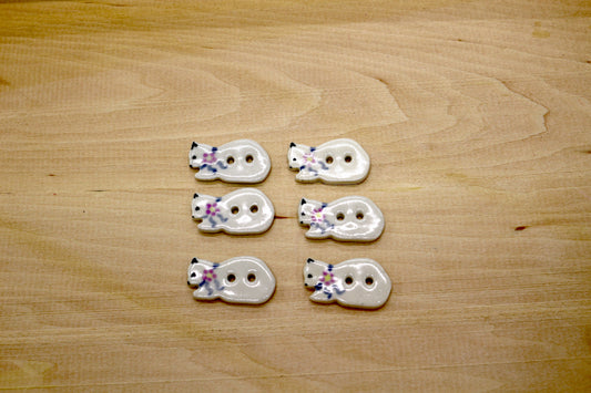 Set of 6 Ceramic Cat Buttons – 1.25"