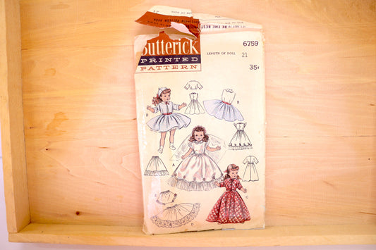🪡 Vintage Doll Clothes Sewing Pattern Butterick 6759 21"
