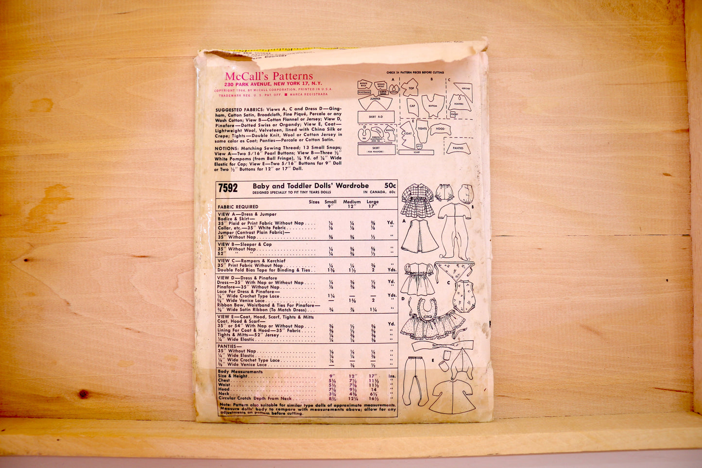 🪡 Vintage Doll Clothes Sewing Pattern McCalls 7592 17"