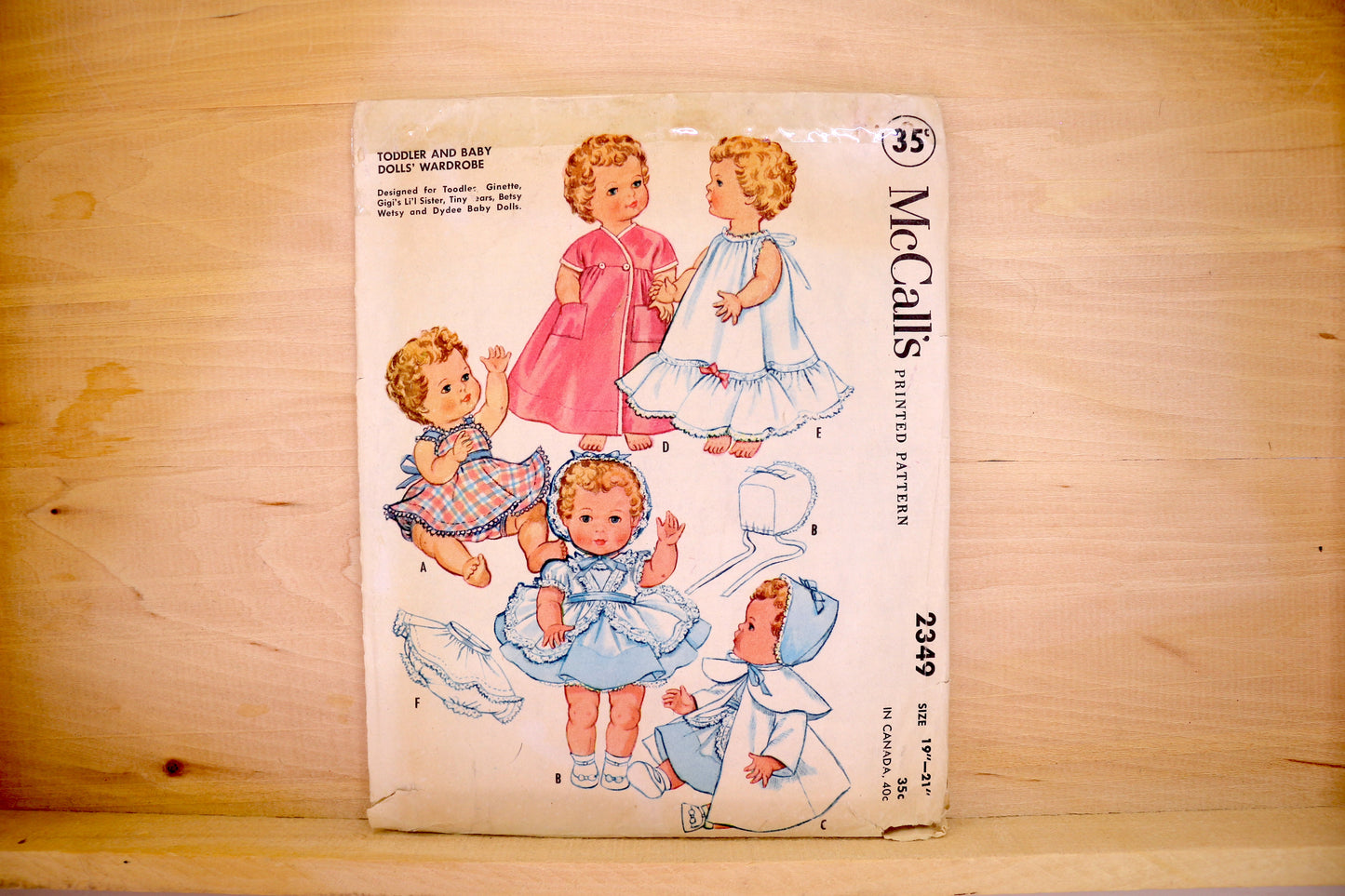 🪡 Vintage Doll Clothes Sewing Pattern McCalls 2349 19"-21"