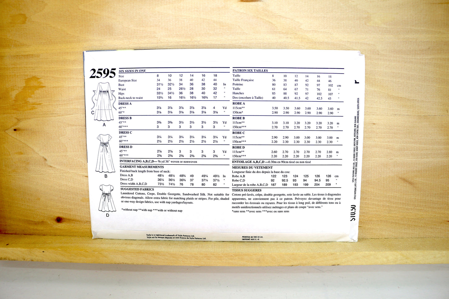 Style 2595 Womens Dress Pattern size A 8-18