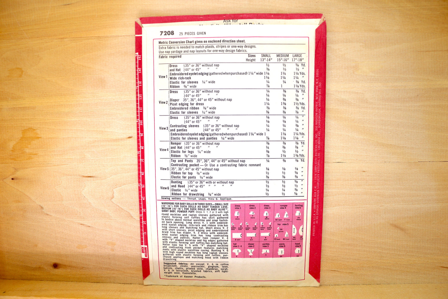 🪡 Vintage Doll Clothes Sewing Pattern Simplicity 7208 13"-14"