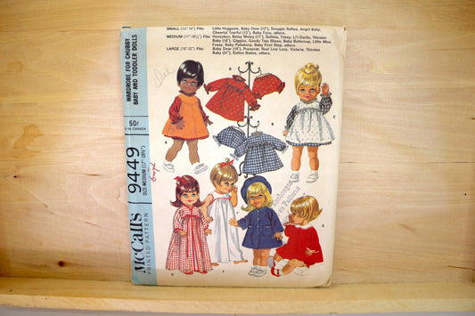 🪡 Vintage Doll Clothes Sewing Pattern McCalls 9449 Wardrobe for Chubby Baby & Toddler Clothes 12" - 22"