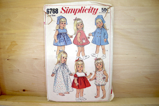 🪡 Vintage Doll Clothes Sewing Pattern Simplicity 6768 18"