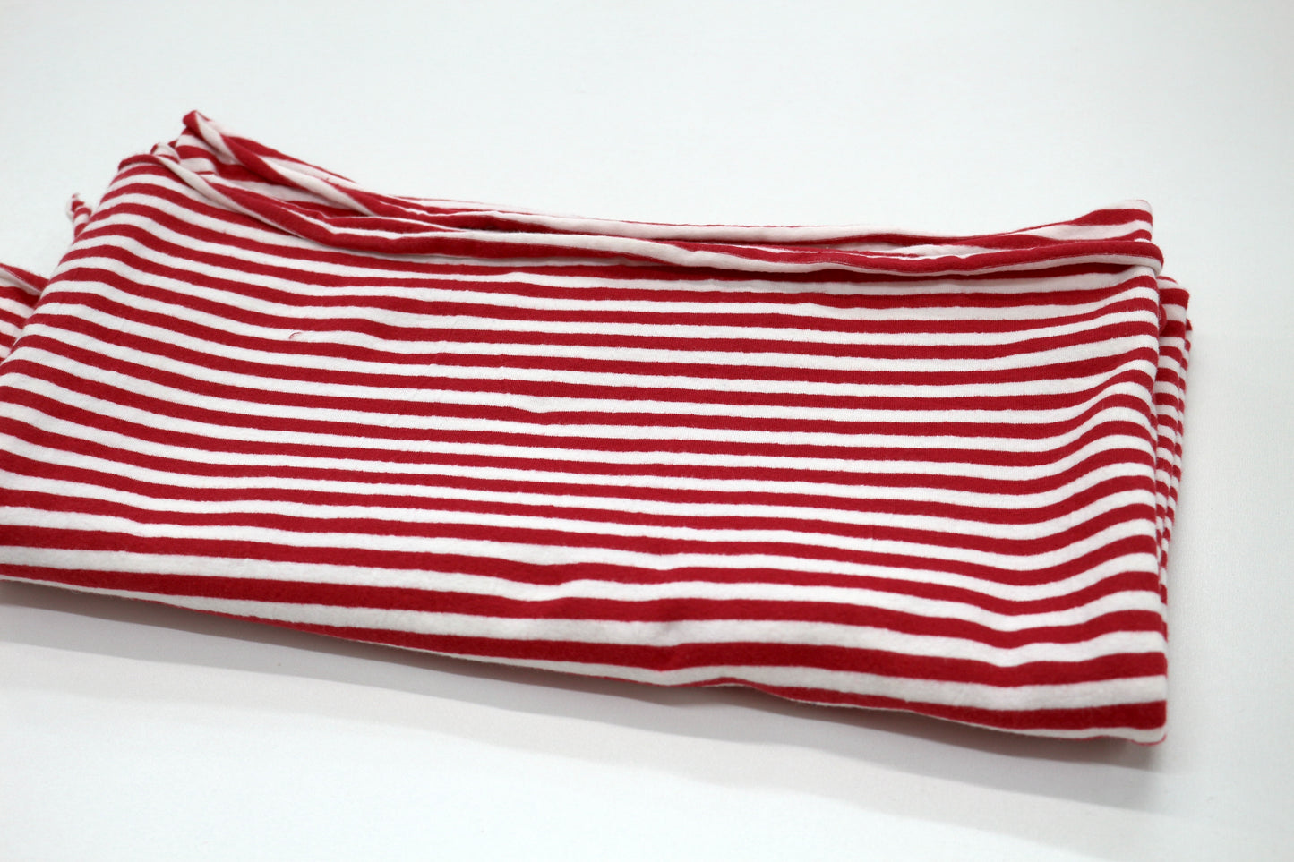 Red & White Stripe Knit Fabric Remnant – 54" x ¾ Yard (Midweight)