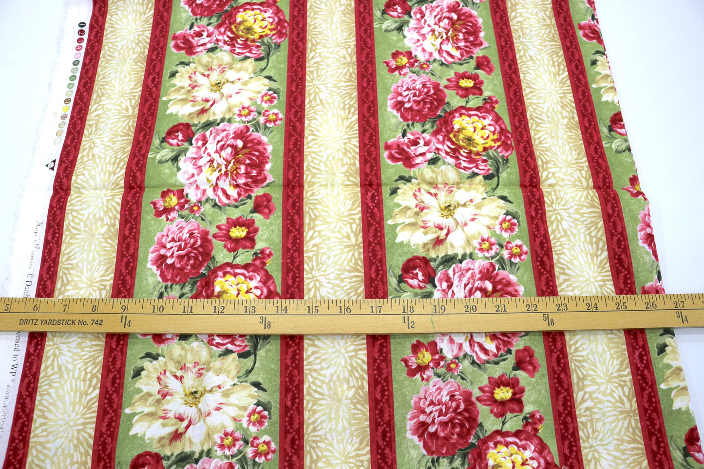 Hope’s Promise” Floral Cotton Fabric – 44" x 2 Yards | Vintage Garden Stripes