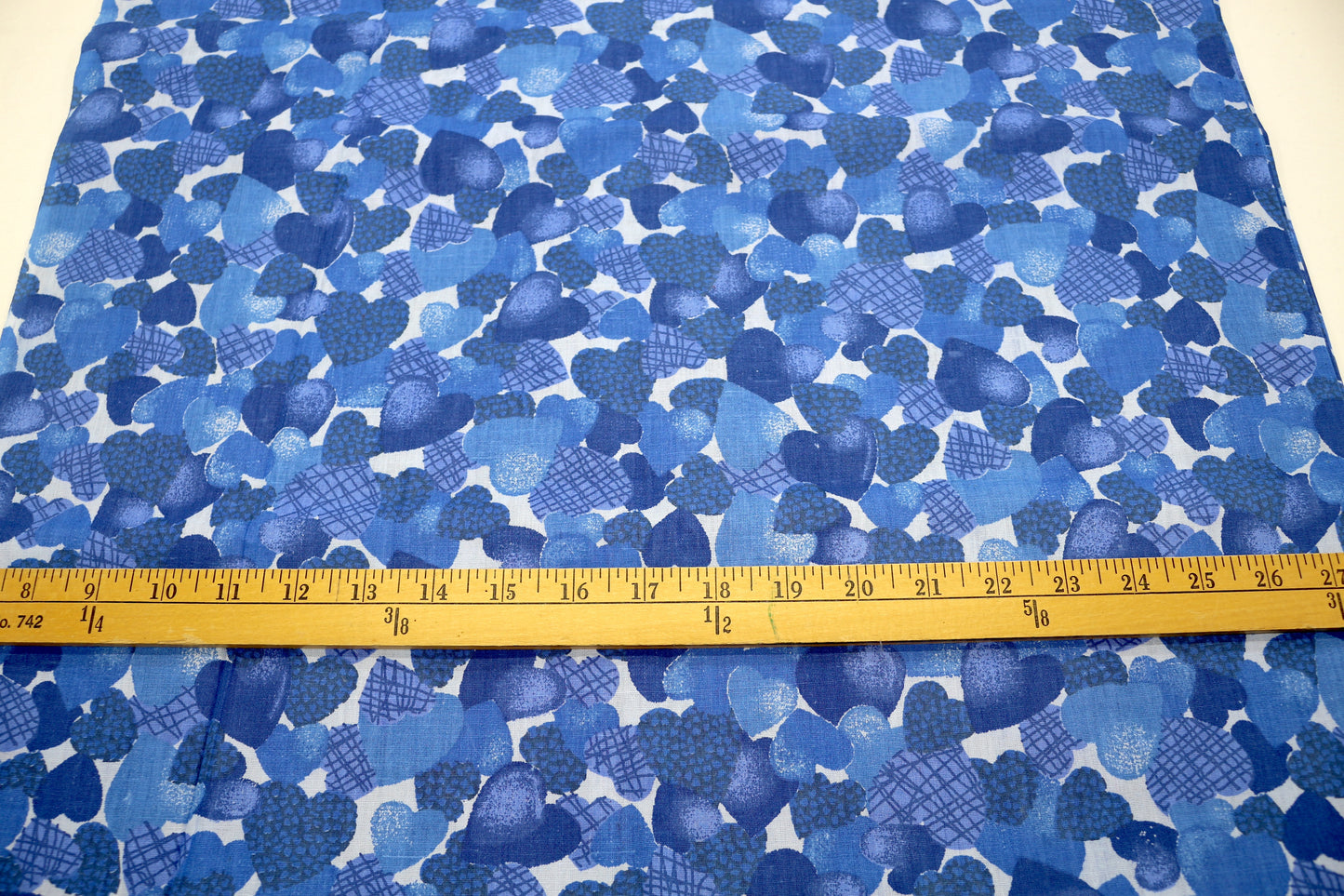 Blue Hearts Cotton Fabric – 44" x 3 Yards | Classic Printed Cotton