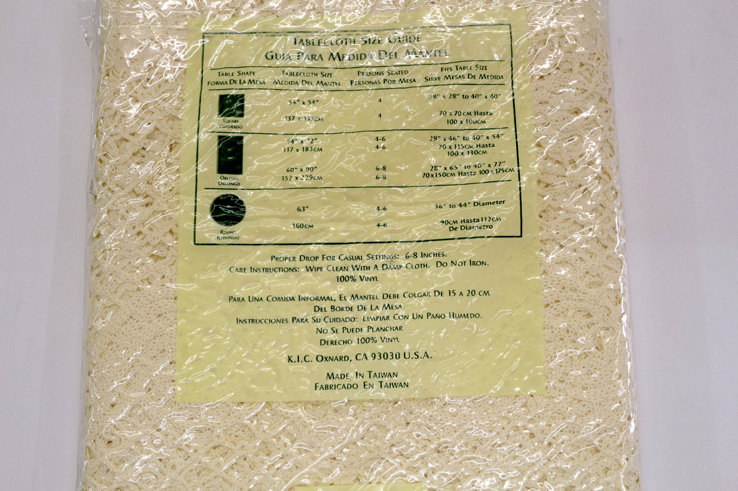 Vintage-Style Vinyl Lace Tablecloth – 60" x 90" | New in Package