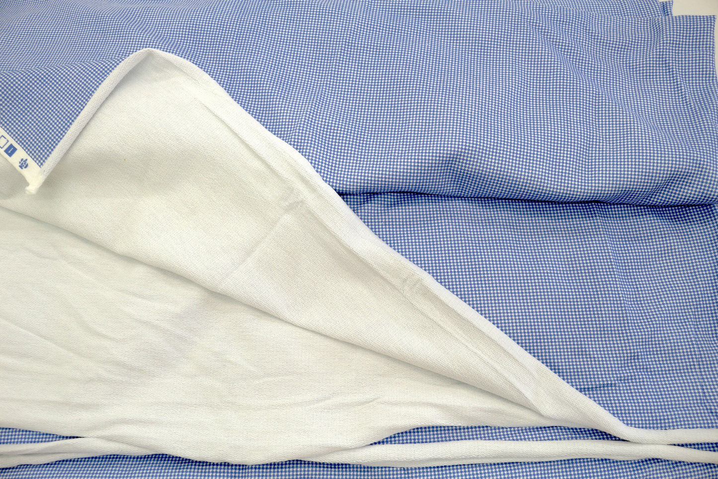 Blue Gingham Stretch Terry Fabric – 60" x 4 Yards